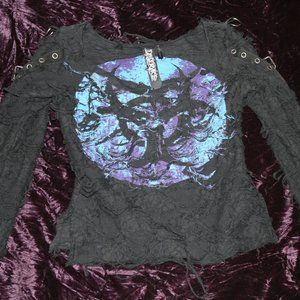 Lip Service Bio Threat Warning! Contaminated Long Sleeve Top Purple Medium